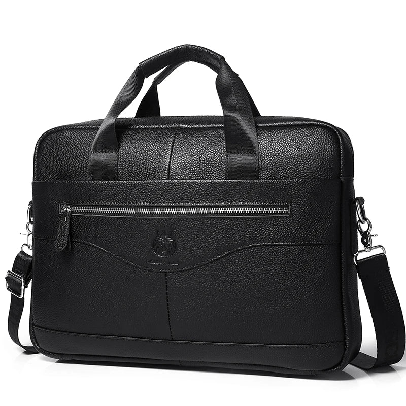 Men's Genuine Leather Luxury Briefcase 15.6 Inch Laptop Bag Business Office Handbag Computer Bag