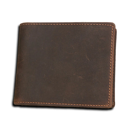 100% Genuine Leather Simple Design Retro RFID Wallet for Men with Cardholder Money Bags Men's Oil Wax Skin Short Wallets