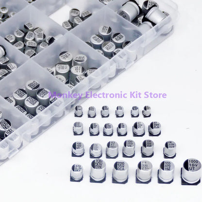 400PCS capacitor kit Aluminum Electrolytic SMD  condensadores electrolíticos 1uF~1000uF 6.3V-50V 24Value with box kit de reparac