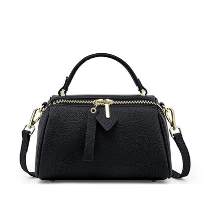 Leather leather handbag Boston simple shoulder cross-body  pillow women 2025 high-end sense large capacity removable  strap