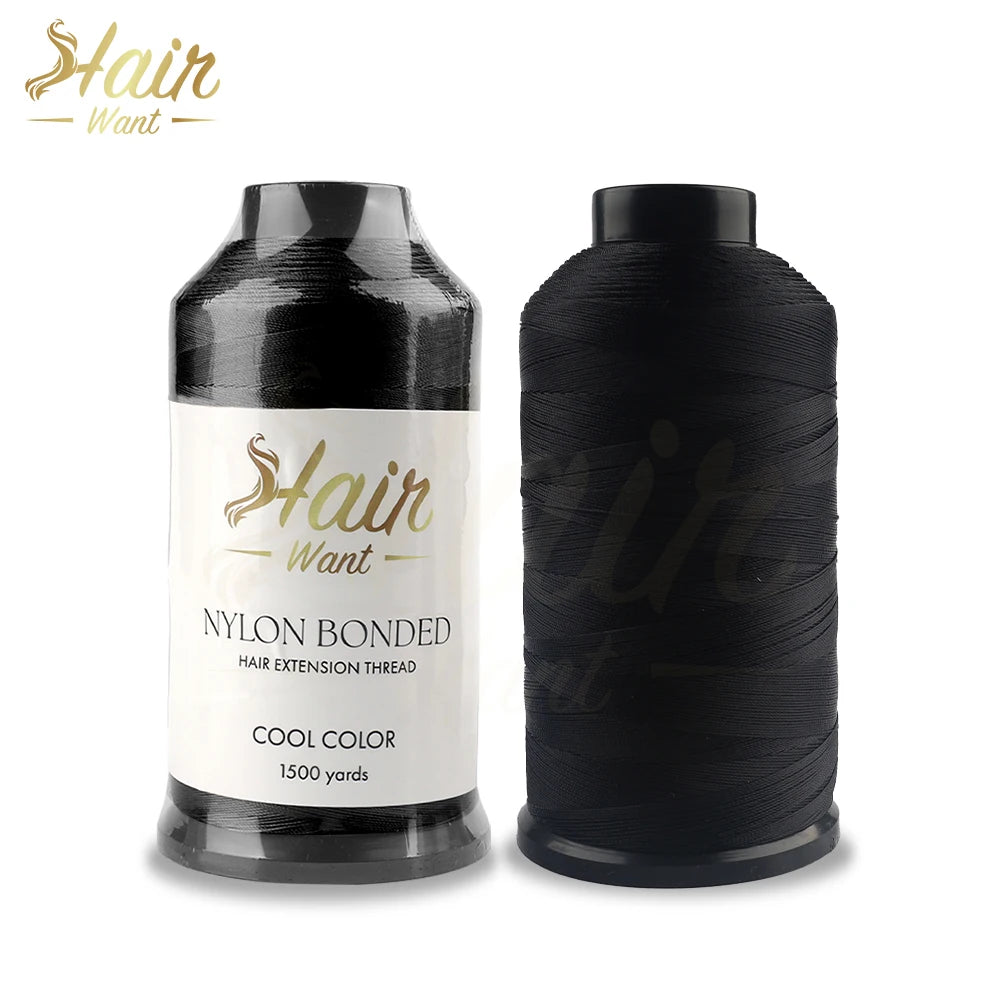 Hair Want 1500 Yards Bonded Nylon Sewing Thread Leather Upholstery Weaving Hair Thread for Hair Beauty Salon Weft Extensions