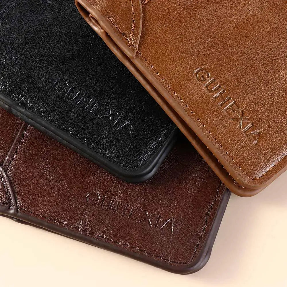 Leather 2 Fold Wallets Urban Recreational Style Soft Men's Short Wallet Credit Card Case Solid Color Pocket Purse Shopping