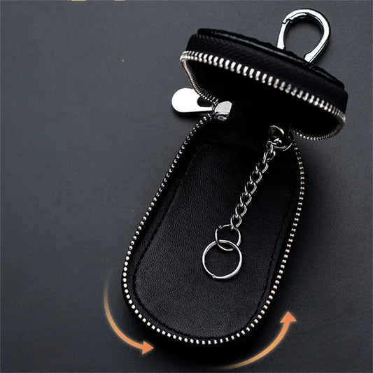 Leather Car Key Case Fashion Mini Men'S Key Wallet Pocket Key Holder Organizer Pouch Keys Organizer Large Capacity Zipper Bag
