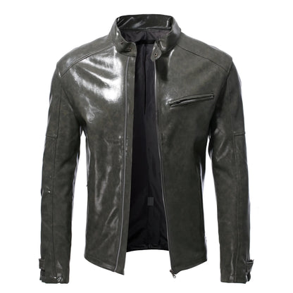 Men Clothing 2025 Mens Fashion Leather Jacket Slim Fit Stand Collar PU Jacket Male Anti-wind Motorcycle Zipper Jackets Men