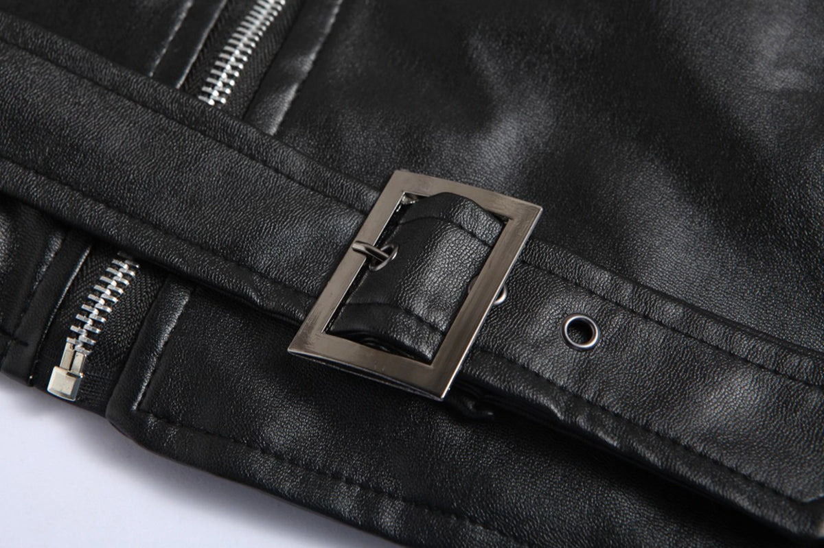 2024 Mens Fashion Leather Jacket Slim Fit Stand Collar PU Jacket Male Anti-wind Motorcycle Lapel Diagonal Zipper Punk Jackets