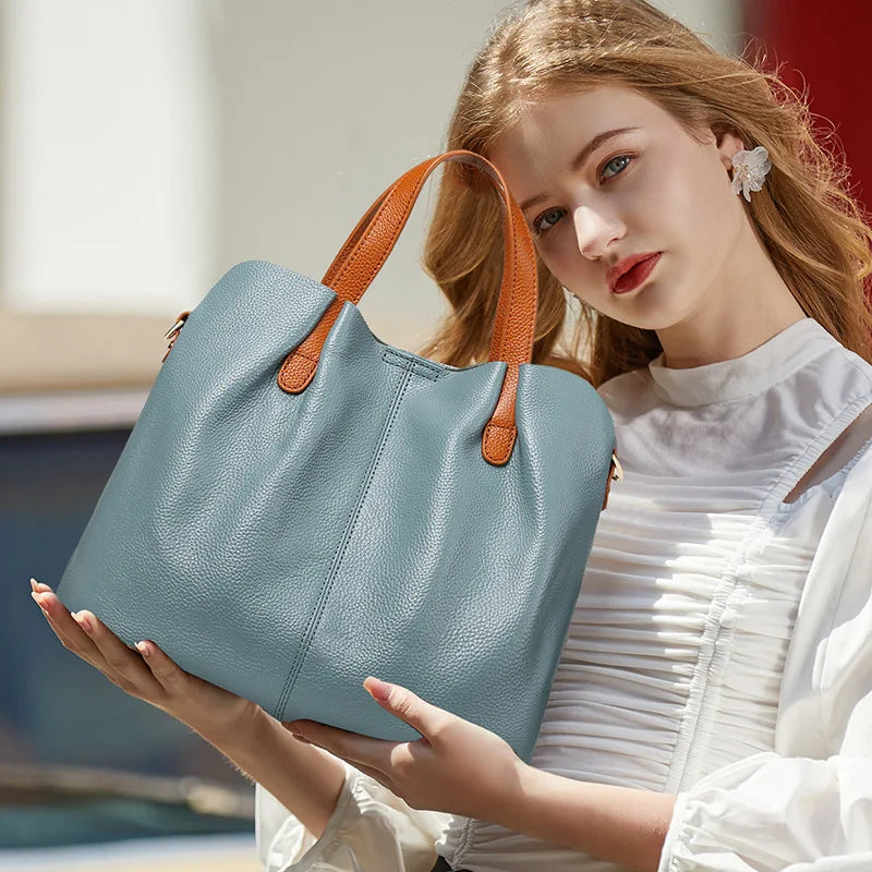 Women's Bag 100% Genuine Leather Luxury Designer Shoulder Bag Soft Cowhide Handbags Large Capacity Crossbody Bags for Women