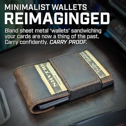 Ultra-Thin Metal & Leather Pull-Out Wallet for Men, Genuine Leather Card Holder