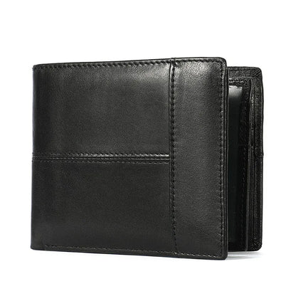Men's Leather Short Wallet First Layer Cowhide Retro Leather Handbag Men's Anti-theft Card Bag