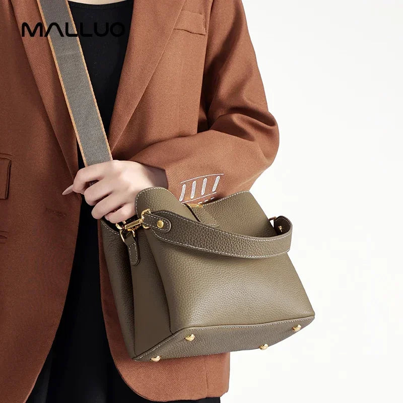Women's Natural Cow Real Leather Bag Ladies Casual Commuter Shoulder Bags Female Fashion Luxury Retro Crossbody Cowhide Handbag