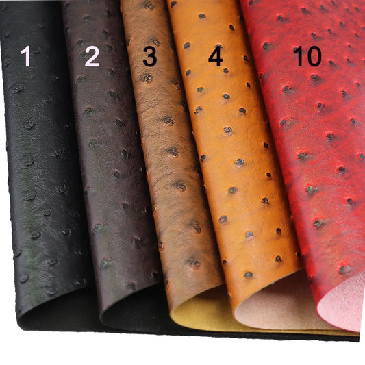 Plain Solid Ostrich Textured Embossed Faux Leather Fabric For Handbag Bag Decoration Textile Craft DIY CN461