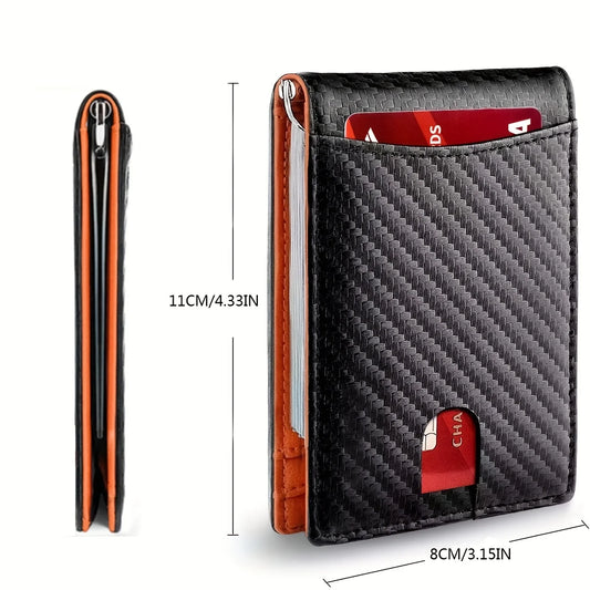 Slim Wallets for Men - Leather Money Clip Mens Wallet - RFID Blocking Front Pocket Bifold Wallet - Minimalist Credit Card Holder