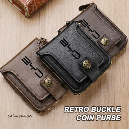 For BYD Leather Car Men Wallet Credit Card Holder Wallets With Zipper M6 G3 G5 T3 F3 I3 F0 F6 S6 S8 E5 E6 G6 L3 S7 G7