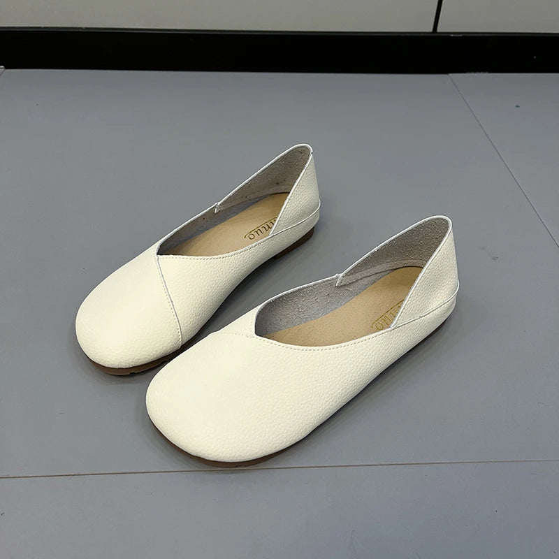 Genuine Leather Spring Autumn Handmade Flats Ballerina Shoes Women Loafers Comfortable Soft Leather Women Flats Shoes