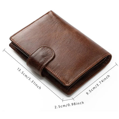 Genuine Leather Men Retro Wallet New Short Card Holders Top Layer Cowhide Men Purse Coin Pocket Leather Zipper Men Money Clips