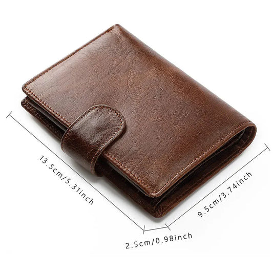 Genuine Leather Men Retro Wallet New Short Card Holders Top Layer Cowhide Men Purse Coin Pocket Leather Zipper Men Money Clips