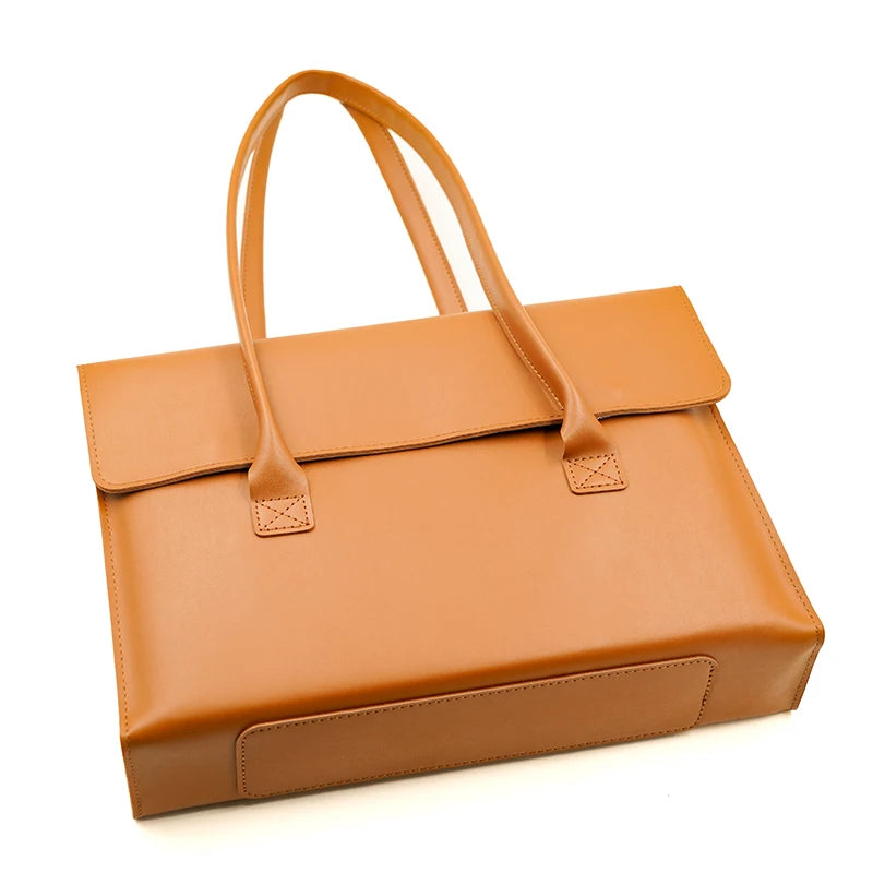 Ladies PU Leather Laptop Bag Handbag 13/14/15.6/16 Inch For Macbook Air Tablet HuaWei MateBook Thinkpad Single Shoulder Bags