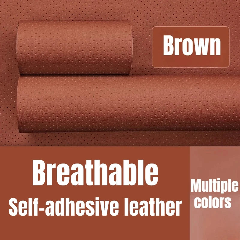 Self-Adhesive Perforated Leather Repair Patch, 0.8mm Thick Breathable Faux Leather Sheets for Car Seat Sofa Furniture Repair