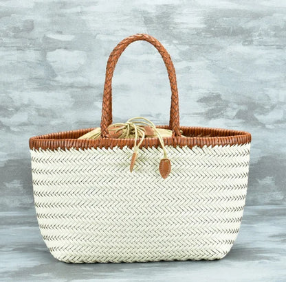 Handbags Women's Genuine Leather Shoulder Bag Luxury Woven Casual Shopping Bag Vintage Basket Tote Large Cowhide Hand Bags Lady
