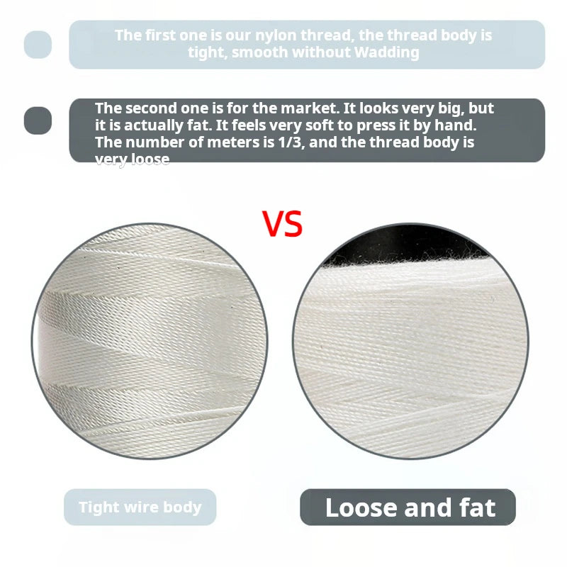 500d 4 Strands Sewing Thread Nylon Thin Mercerized  High-strength Embroidery Shine Down Jacket Strong And Durable Leather Thread