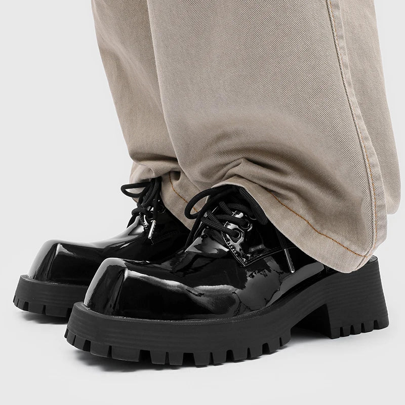 Men's thick soled leather shoes Luxury designer style Work Business Office fashion party 38-46 Casual lace up derby shoes