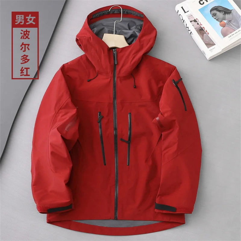 Outdoor Hard Shell Jacket Men Mountaineering Skiing Camping Cycling Jogging Hooded Breathable Waterproof Coat Quality Sportswear