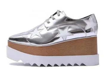 Luxury design thick-soled women's sports shoes fashion star real leather women's casual shoes runway wooden sole women's shoes