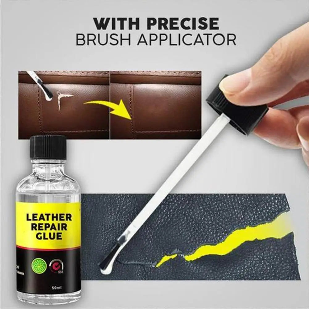 30ml Car Leather Repair Glue Auto Seat Maintenance Leather Care Liquid Rubber Leather Gel Sofa Car Leather Adhesive Glue Tool