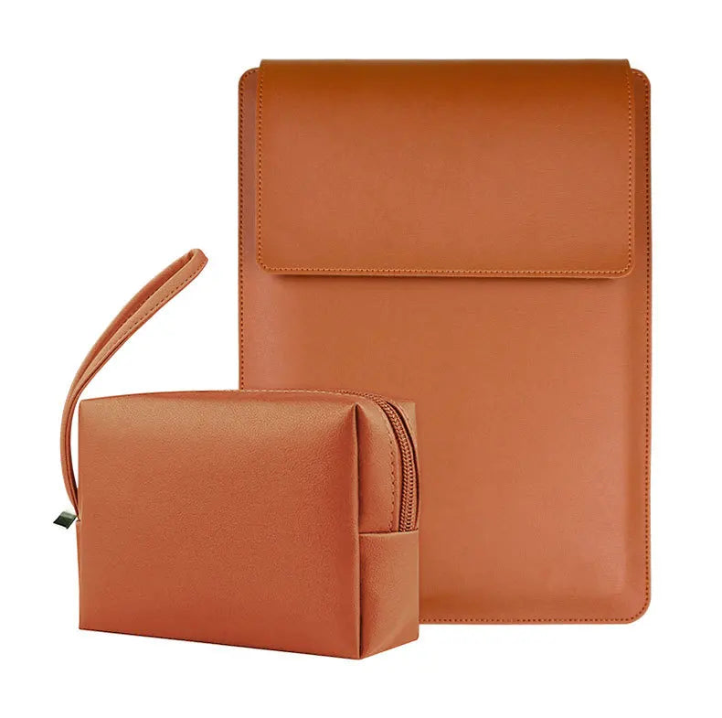Custom Name Leather 14 Inch Laptop Bag Set Large Capacity Mouse USB Storage Bag Business Computer Stand Waterproof Briefcase