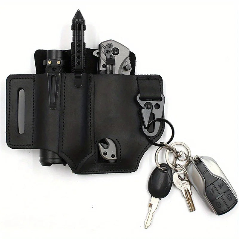 Tactical Multi Tool Belt Leather Bag Portable Tool Storage Bag Holster Outdoor Camping Hunting Waist PU Leather Pocket