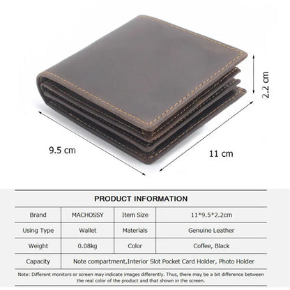 100% Genuine Leather Simple Design Retro RFID Wallet for Men with Cardholder Money Bags Men's Oil Wax Skin Short Wallets