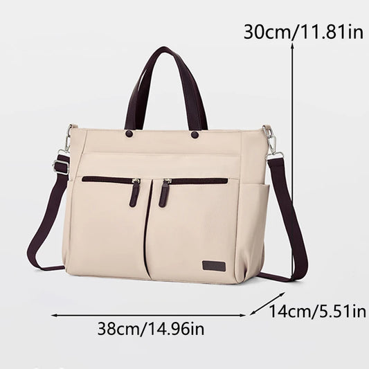 【 Laptop Bag 】 Nylon casual ladies' laptop bag, daily commuting briefcase, lightweight double main pocket single-shoulder bag