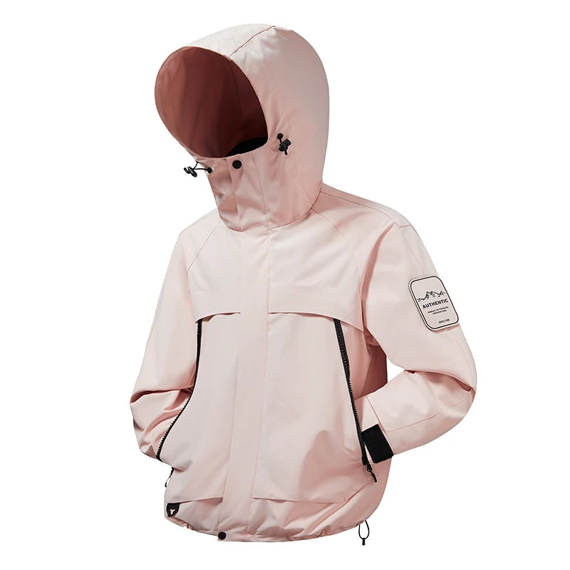 2025 New Men Softshell Jackets for Men Waterproof Zip Up Hooded Jacket Outerwear Coats with Zipper Pockets Hiking Camping Clothe