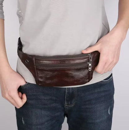 Men's Leather Multi-functional Waterproof Waist Bag - Mobile Phone Wallet Business Cashier Smaller Size