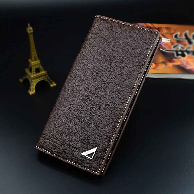 New Men's Wallet Men's Long Wallet Multi Card Slim Fashion Litchi Pattern Soft Leather Wallet Large Capacity Suit Bag