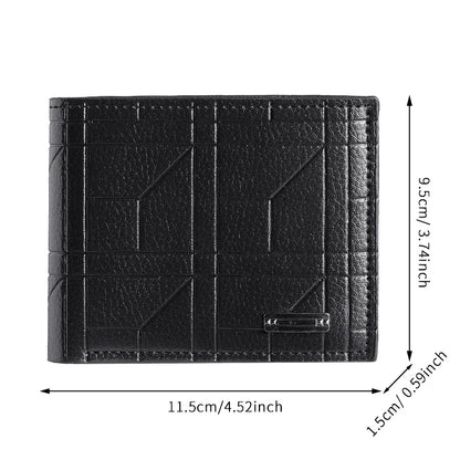 New men's wallets men's short wallet youth fashion checkered horizontal soft wallet large capacity multi-card wallet.