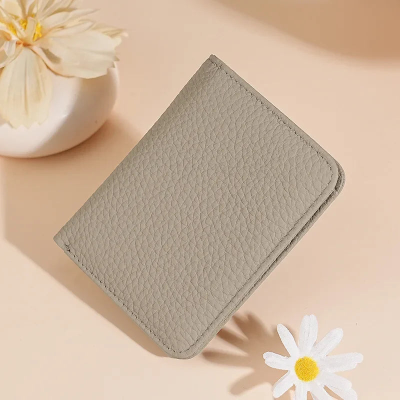New Genuine Leather Women's Wallet Simple Mini Womens Wallets Card Bag Zipper Small Coin Bag Purse