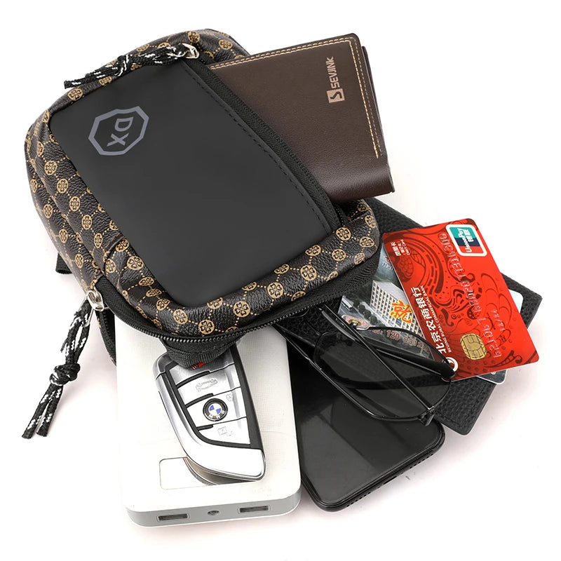 Casual Business Shoulder Bag for Men PU Leather Messenger Bag Wide Strap Crossbody Bags Plaid Designer Male Sling Bags