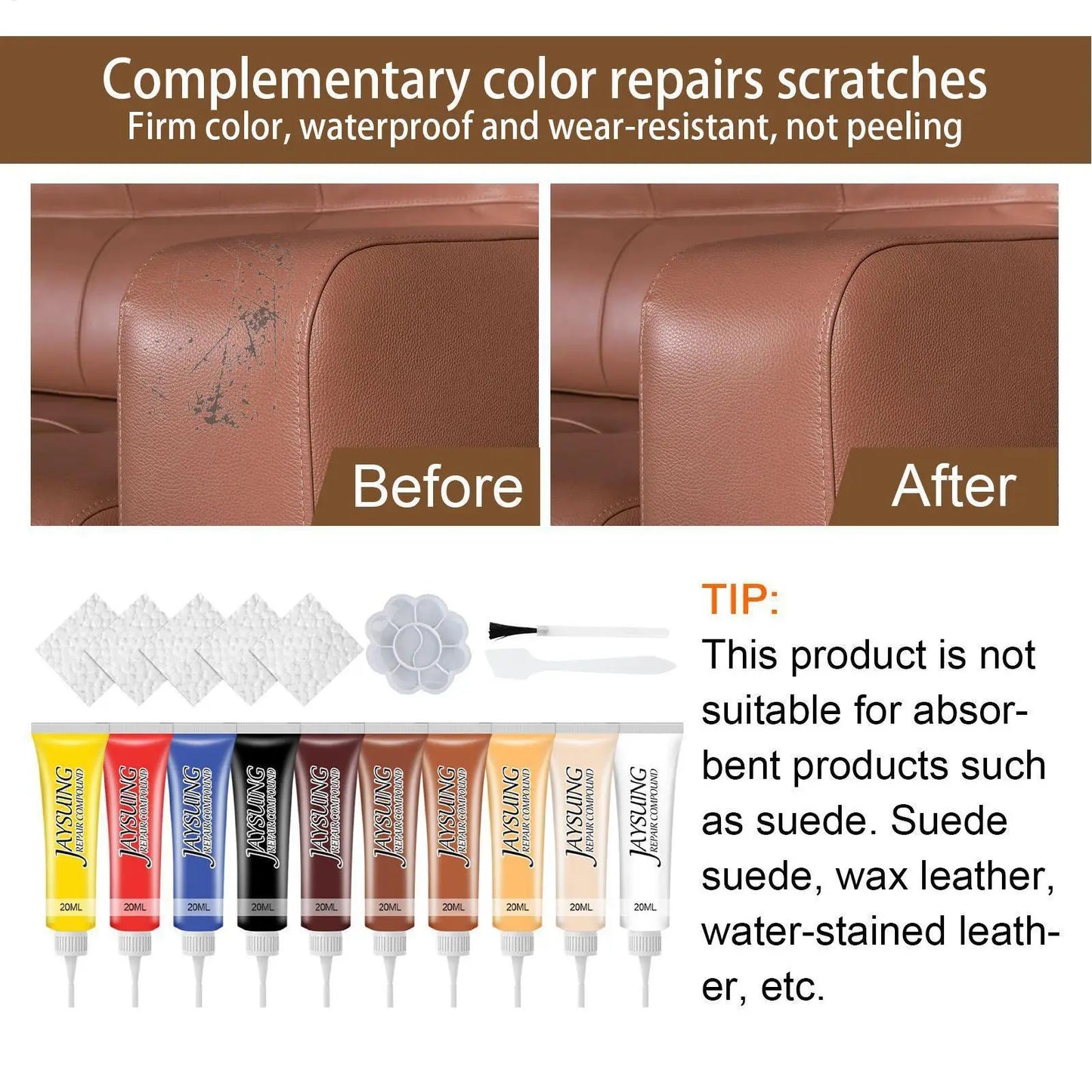 20ml Leather Scratch Repair Leather Scratch Repair Waterproof Car Leather Seat Repair Leather Filler For Damaged Leather