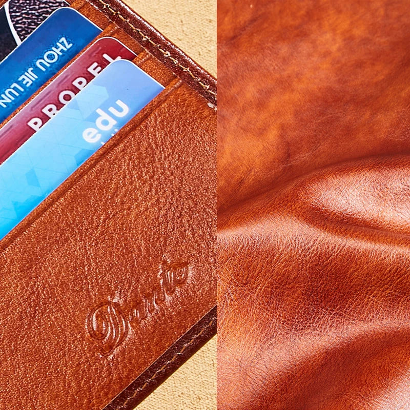 Dante 2023 Men's Leather Wallets RFID Anti-theft Brush Short Clips 100% Head Layer Cowhide Retro Casual Vertical Purse Money Bag