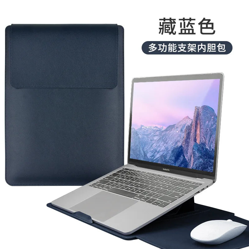 Custom Name Leather 14 Inch Laptop Bag Set Large Capacity Mouse USB Storage Bag Business Computer Stand Waterproof Briefcase