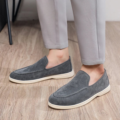 Men's Suede Leather Comfort Loafers, Flat Casual Slip-on Shoes, Fashion Suede Flats, Classic Round Toe Soft Leather Loafers 2026