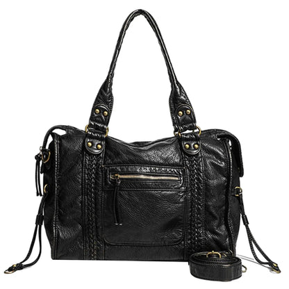 Leather Retro Shoulder Bag for Women with Pockets Shoulder Handbag Top Handle Bag Shopper Bag for Work Travel
