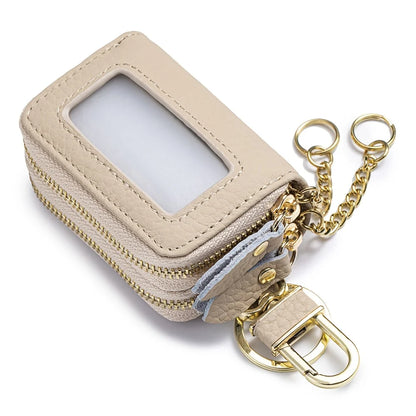 New Unisex Genuine Leather Key Wallet Men Casual Zipper Car Key Organizer Female Double Design Key Case Fashion Keychain Wallet