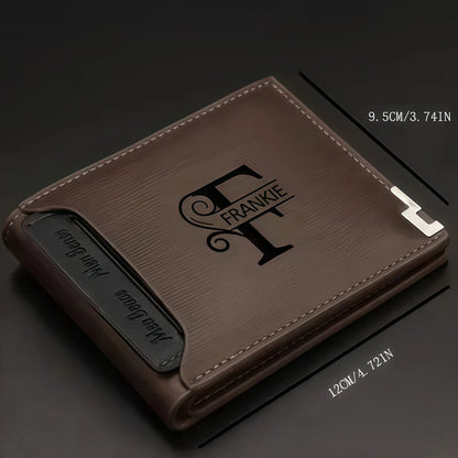 Personalized Leather Wallet for Men – Custom Engraved Name or Monogram –   Bifold Wallet – Custom Gift for Dad,