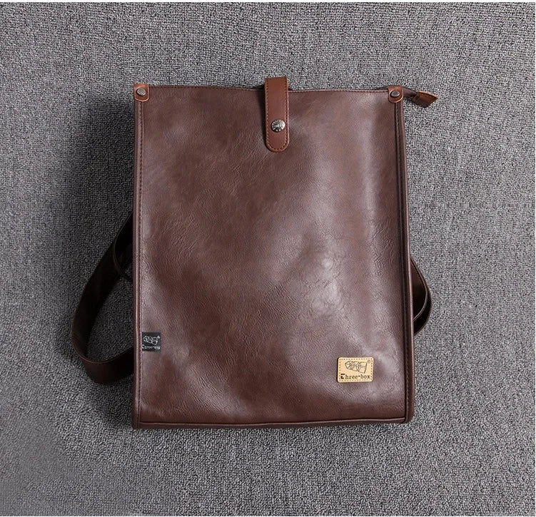 Leather Man Laptop Bags Fashion Business Men Backpacks Retro Male Travel Bag Men School Bags