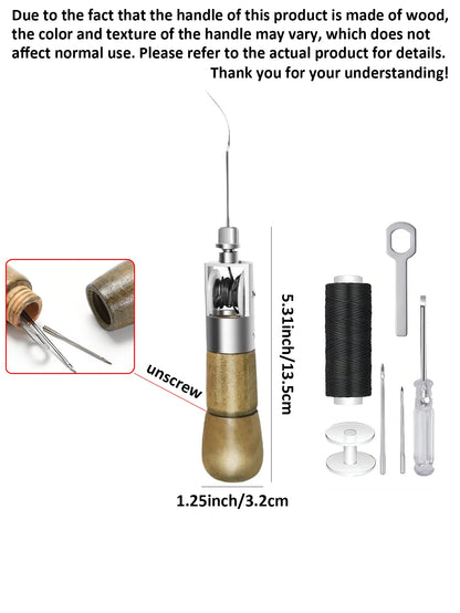 Professional Leather Sewing Awl Set, Quick Sewing Machine Sewing Tools, Suitable for DIY Handmade Repair, 1 Set with Needles