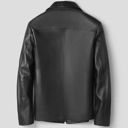 Men's Black Genuine Leather Jacket Sheepskin Lapel Big Size 8XL Handsome Outerwear for Spring And Autumn
