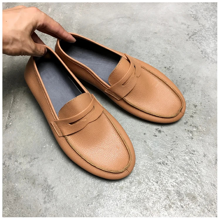 Flat Loafers Soft Leather Soft Sole Slip On Leather Casual Shoes for Men Breathable Comfortable Office Dress Shoes Men Shoes