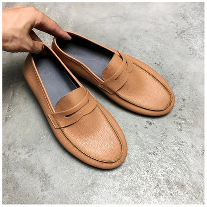 Flat Loafers Soft Leather Soft Sole Slip On Leather Casual Shoes for Men Breathable Comfortable Office Dress Shoes Men Shoes