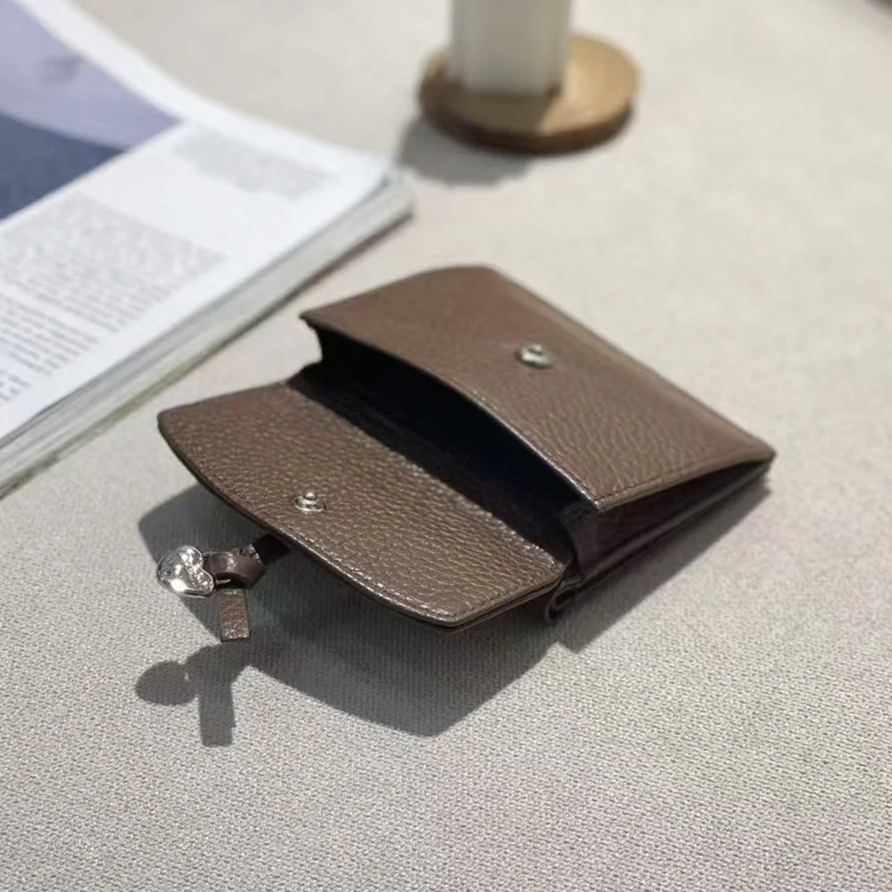 Genuine Leather Women Wallet Personalized Name Elegant Female Coin Card Wallet Custom Initials Card Holder Purse With Heart
